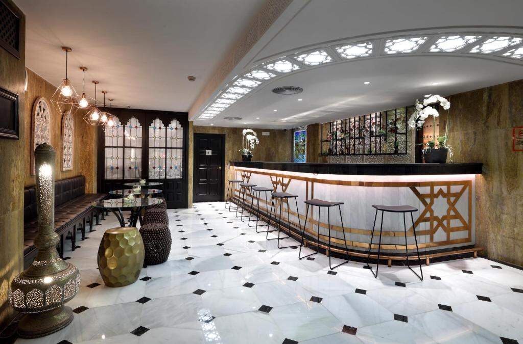 Hotel bar with stained glass windows in Córdoba